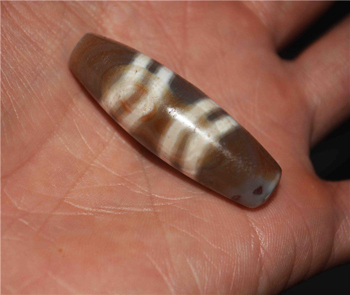 Real Tibetan Ancient Seven Stripes Dzi Bead Amulet Pendant Himalayas Pure Striped Cinnabar Gzi Talisman