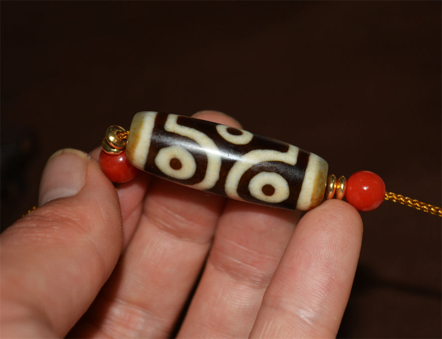 Real Tibetan Ancient Six Eyed Dzi Bead Amulet Himalaya Pure 6 Eyes Gzi Pendant Genuine Old Antique Agate Talisman Bracelet