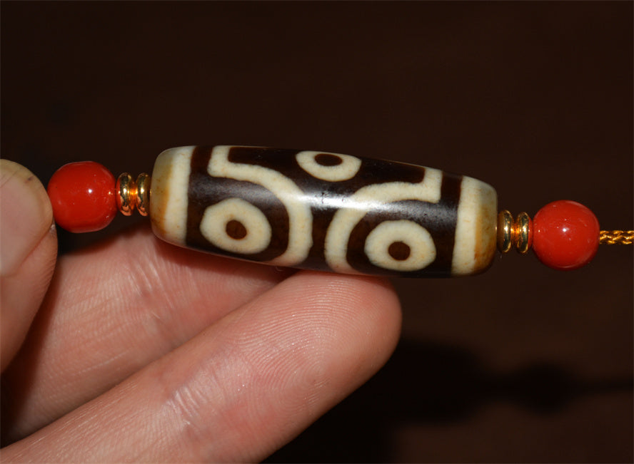 Real Tibetan Ancient Six Eyed Dzi Bead Amulet Himalaya Pure 6 Eyes Gzi Pendant Genuine Old Antique Agate Talisman Bracelet