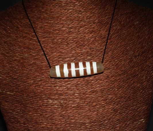 Real Tibetan Ancient Six Stripes Dzi Bead Amulet Himalayas Pendant Pure Striped Gzi