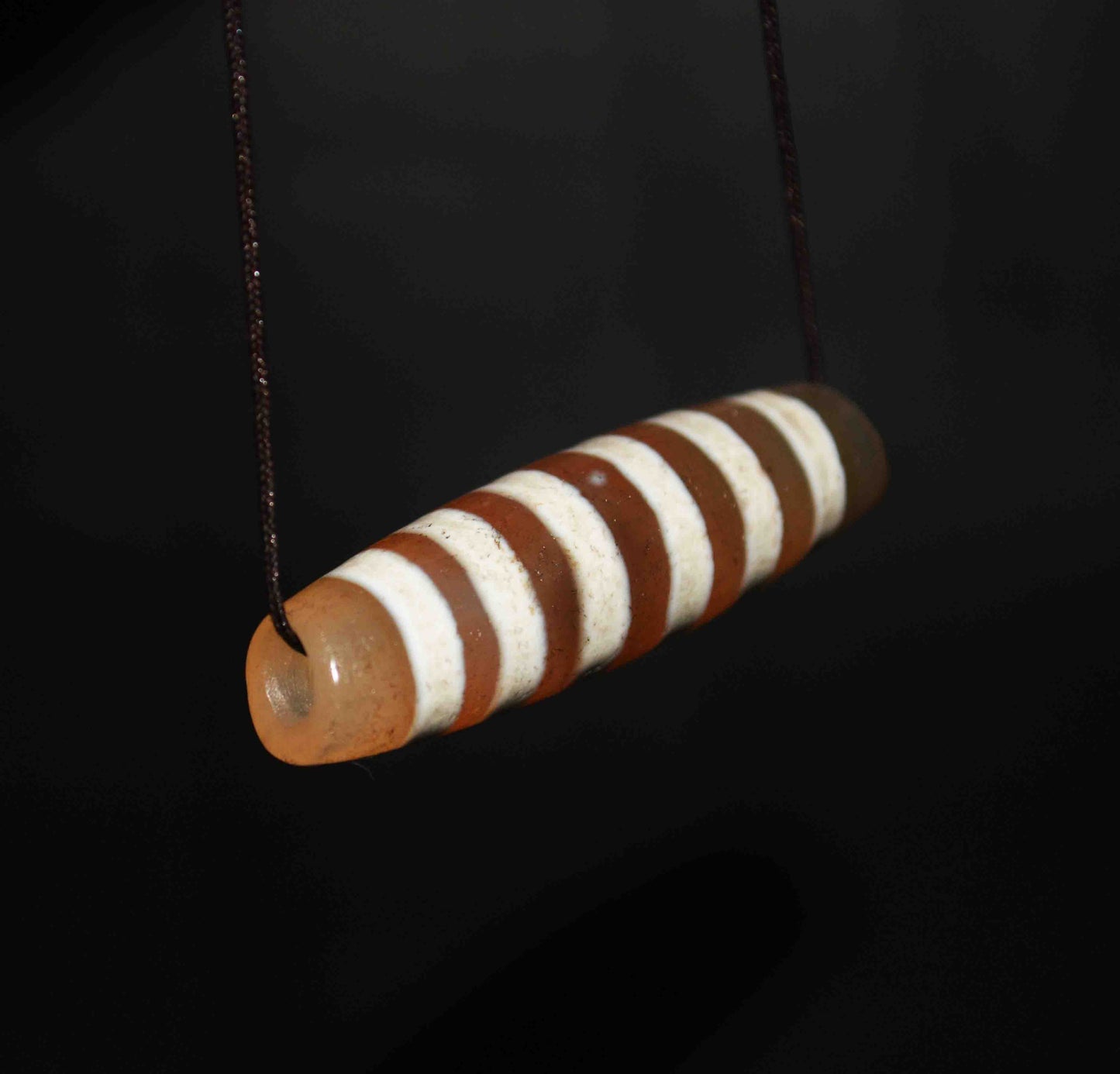 Real Tibetan Ancient Six Stripes Dzi Bead Amulet Himalayas Pendant Pure Striped Gzi