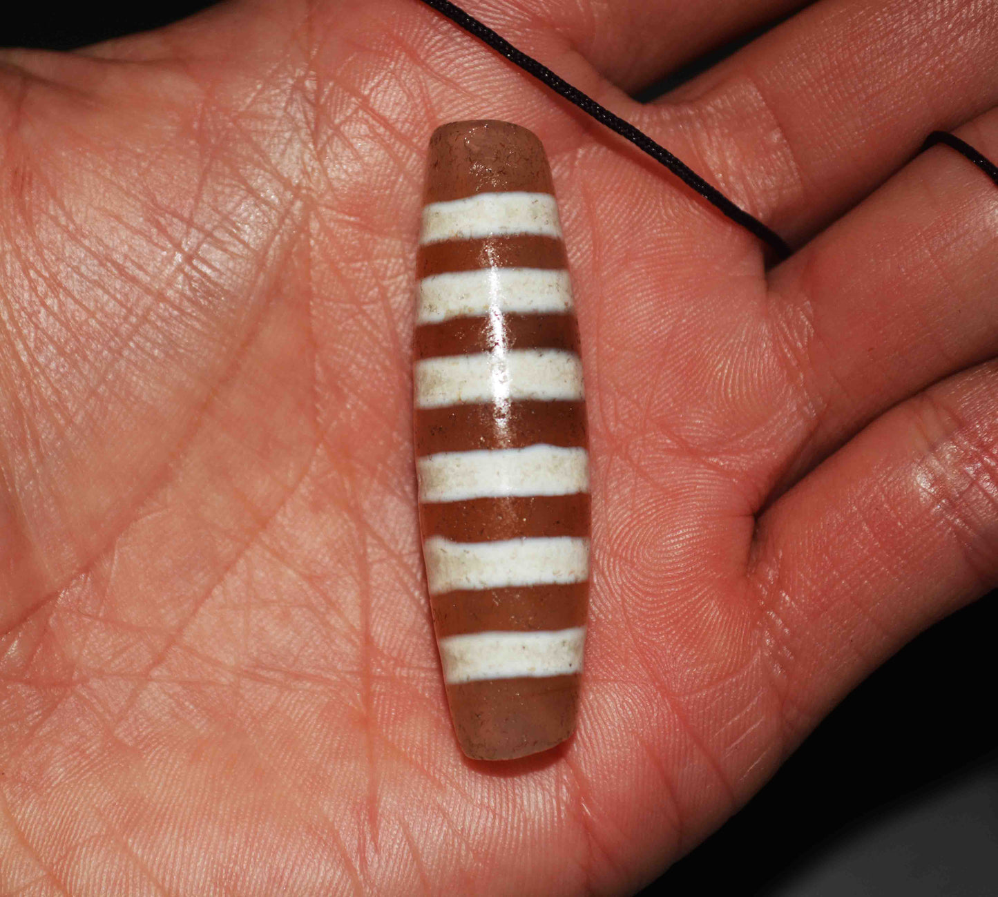 Real Tibetan Ancient Six Stripes Dzi Bead Amulet Himalayas Pendant Pure Striped Gzi