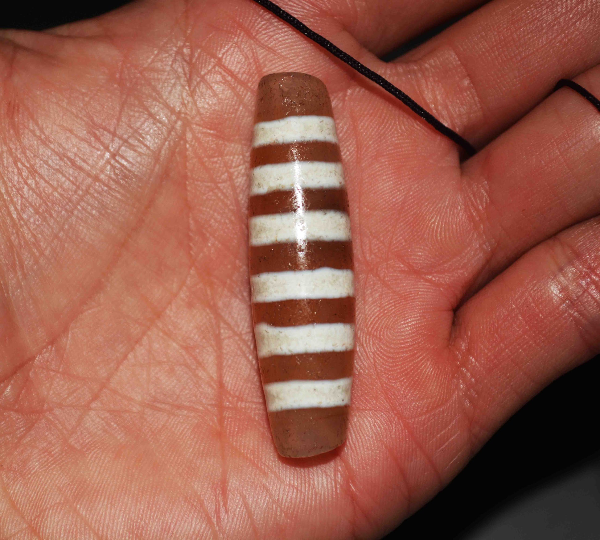 Real Tibetan Ancient Six Stripes Dzi Bead Amulet Himalayas Pendant Pure Striped Gzi