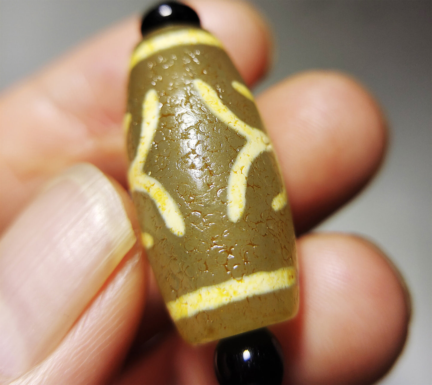 Real Tibetan Ancient Special God of Wealth Dzi Bead Amulet Himalaya Pure Gzi Pendant Genuine Old Antique Agate Talisman Bracelet 