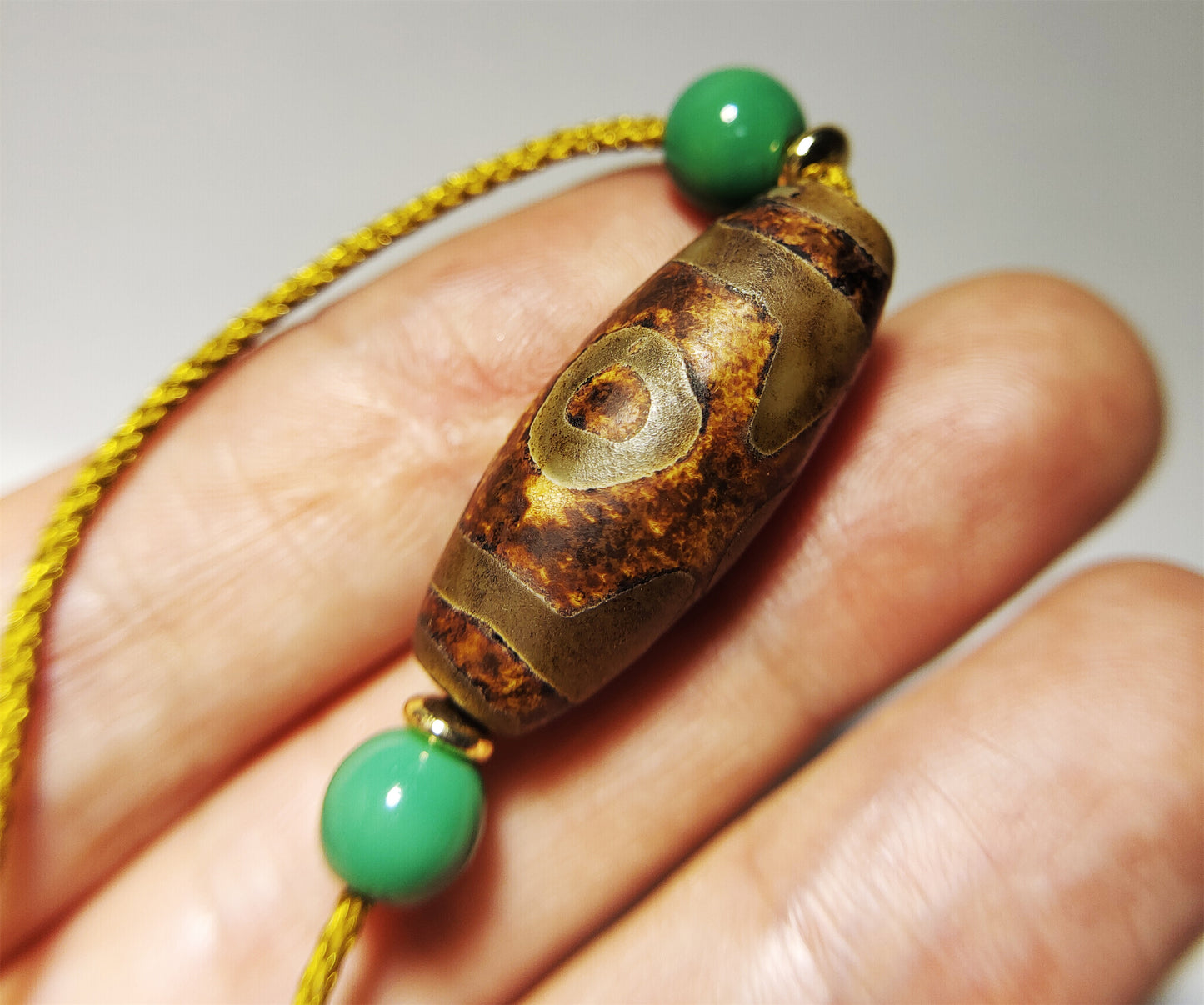 Real Tibetan Ancient Three Eyed Dzi Bead Amulet Pendant Agate Himalaya Genuine 3 Eyes Gzi Old Antique Nepal Carnelian Talisman Bracelet