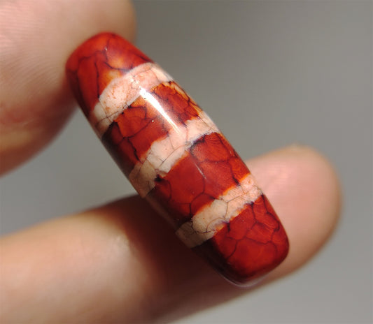 Tibetan Ancient Three Striped Dzi Bead Amulet Himalaya Agate Pure 3 Stripes Gzi Tibet Lucky Talisman