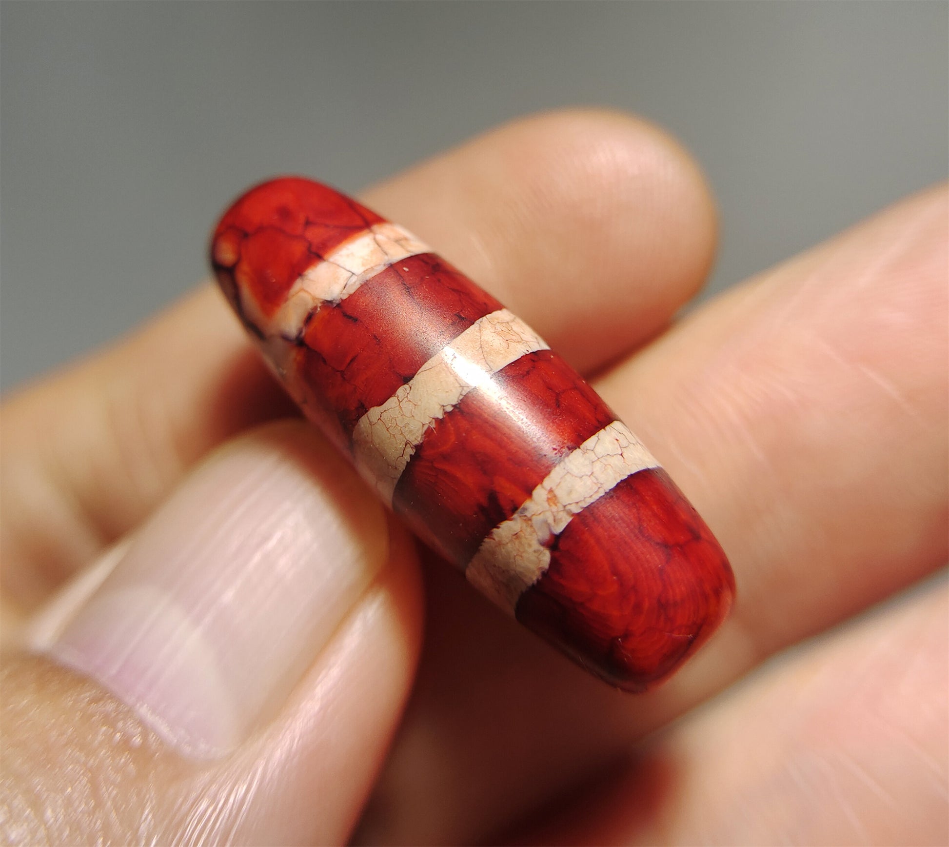 Tibetan Ancient Three Striped Dzi Bead Amulet Himalaya Agate Pure 3 Stripes Gzi Tibet Lucky Talisman