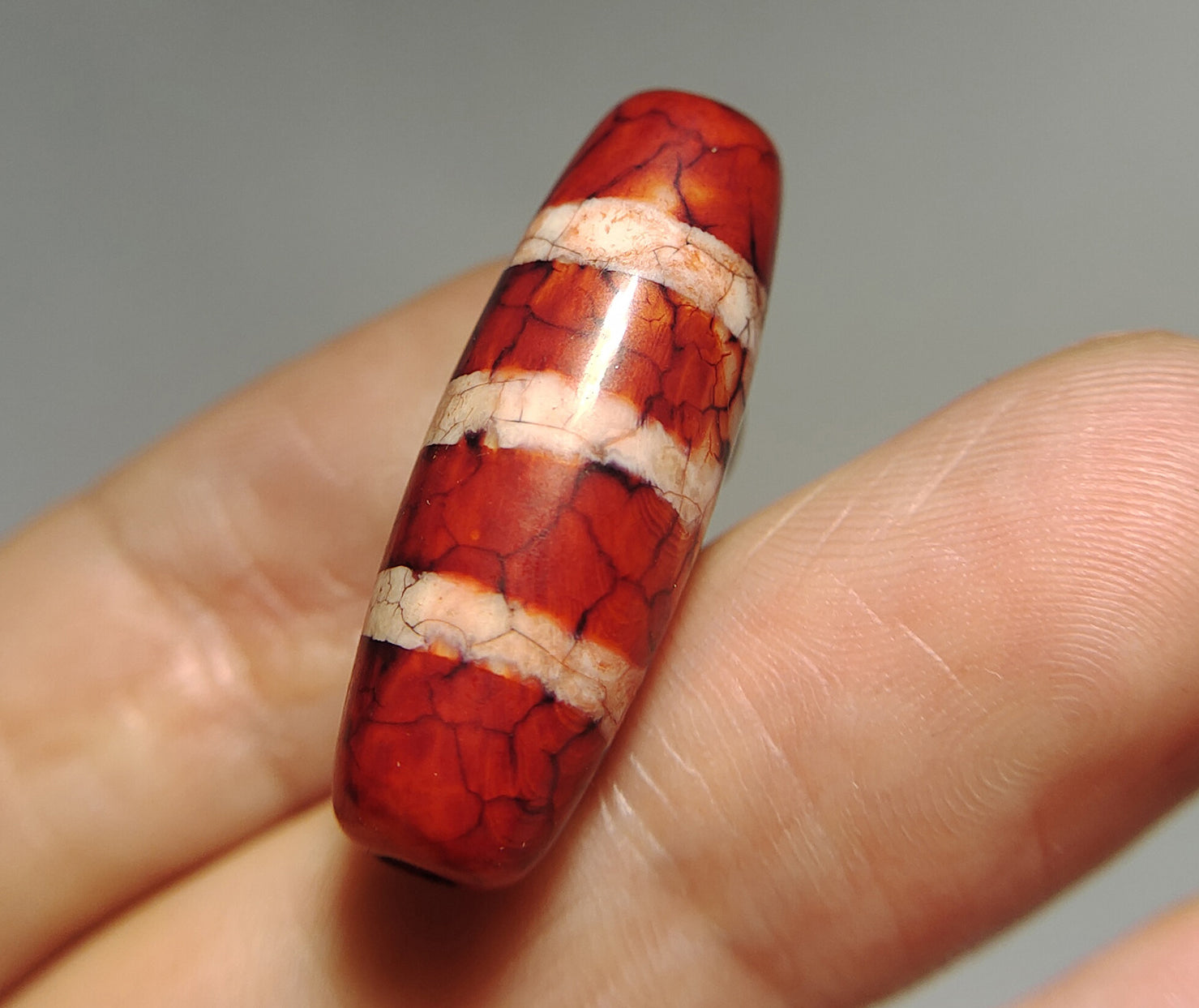 Tibetan Ancient Three Striped Dzi Bead Amulet Himalaya Agate Pure 3 Stripes Gzi Tibet Lucky Talisman