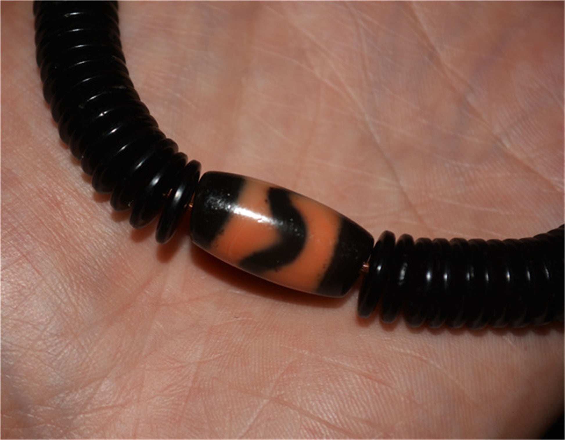 Real Tibetan Ancient Tiger Tooth Dzi Bead Bracelet Water Wave Amulet Himalayan Agate Pure Gzi Dice Talisman Mala