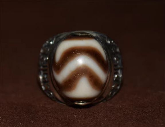 Real Tibetan Ancient Tiger Tooth Dzi Bead Ring Amulet Himalayan Water Wave Pure Zigzag Gzi Genuine Old Antique Agate Talisman