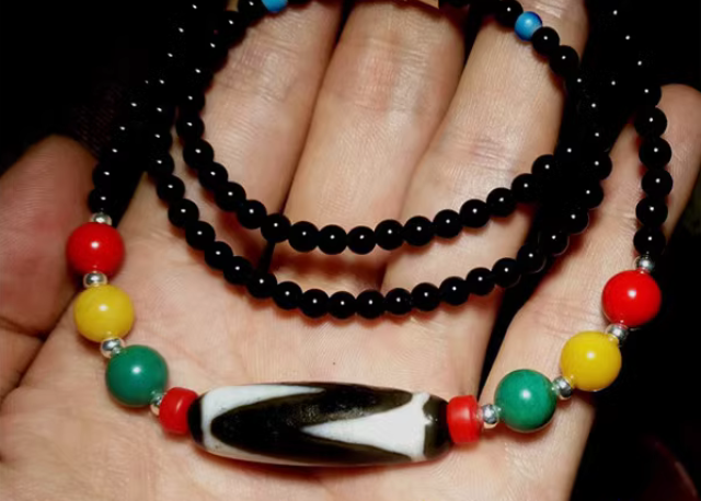 Real Tibetan Ancient Tiger Tooth Dzi Bead Water Wave Amulet Himalayan Pendant Agate Pure Genuine Gzi