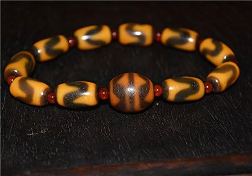 Real Tibetan Ancient Tiger Tooth Water Wave Dzi Bead Amulet Bracelet Himalayan Agate Pure Gzi Pendant Talisman