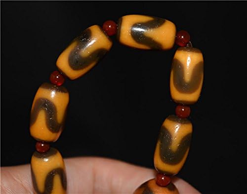 Real Tibetan Ancient Tiger Tooth Water Wave Dzi Bead Amulet Bracelet Himalayan Agate Pure Gzi Pendant Talisman