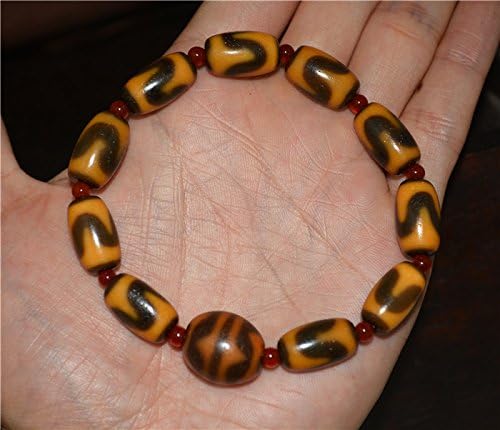 Real Tibetan Ancient Tiger Tooth Water Wave Dzi Bead Amulet Bracelet Himalayan Agate Pure Gzi Pendant Talisman