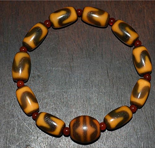 Real Tibetan Ancient Tiger Tooth Water Wave Dzi Bead Amulet Bracelet Himalayan Agate Pure Gzi Pendant Talisman