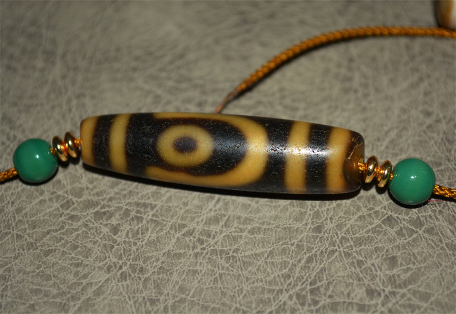 Real Tibetan Ancient Two Eye Dzi Bead Amulet Pendant Genuine Old Antique Himalaya Agate Nepal 2 Eyed Pure Gzi Talisman Bracelet