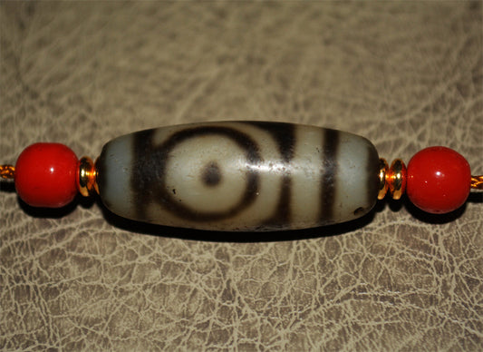 Real Tibetan Ancient Two Eye Dzi Bead Amulet Pendant Genuine Old Antique Himalaya Agate Nepal 2 Eyed Pure Gzi Talisman Bracelet