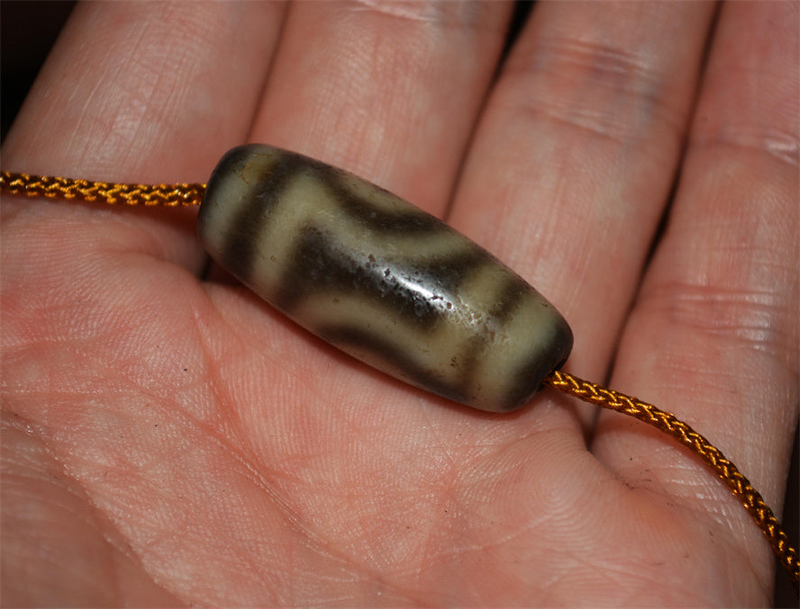 Real Tibetan Ancient Two Eyes Dzi Bead Amulet Pendant Genuine Old Antique Himalaya Agate Nepal 2 Eyed Pure Gzi Talisman Bracelet