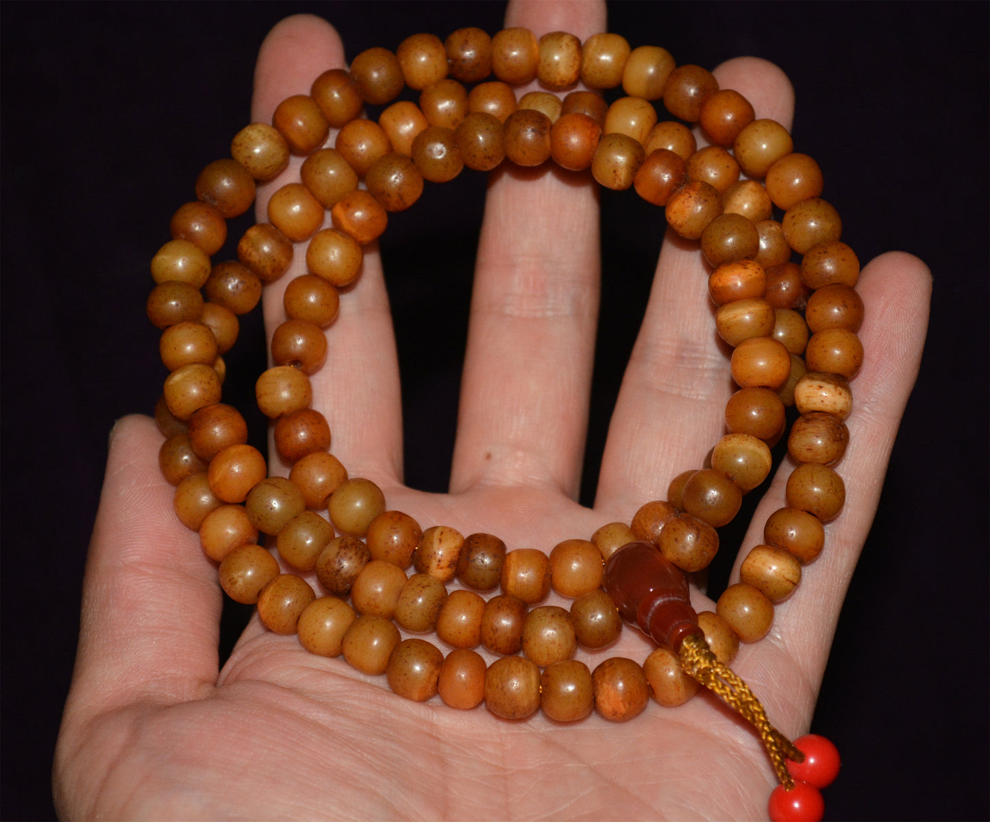 Real Tibetan Antique Yak Bone Bracelet Old Kapala Mala Prayer Beads Tibet Genuine Talisman Rosary