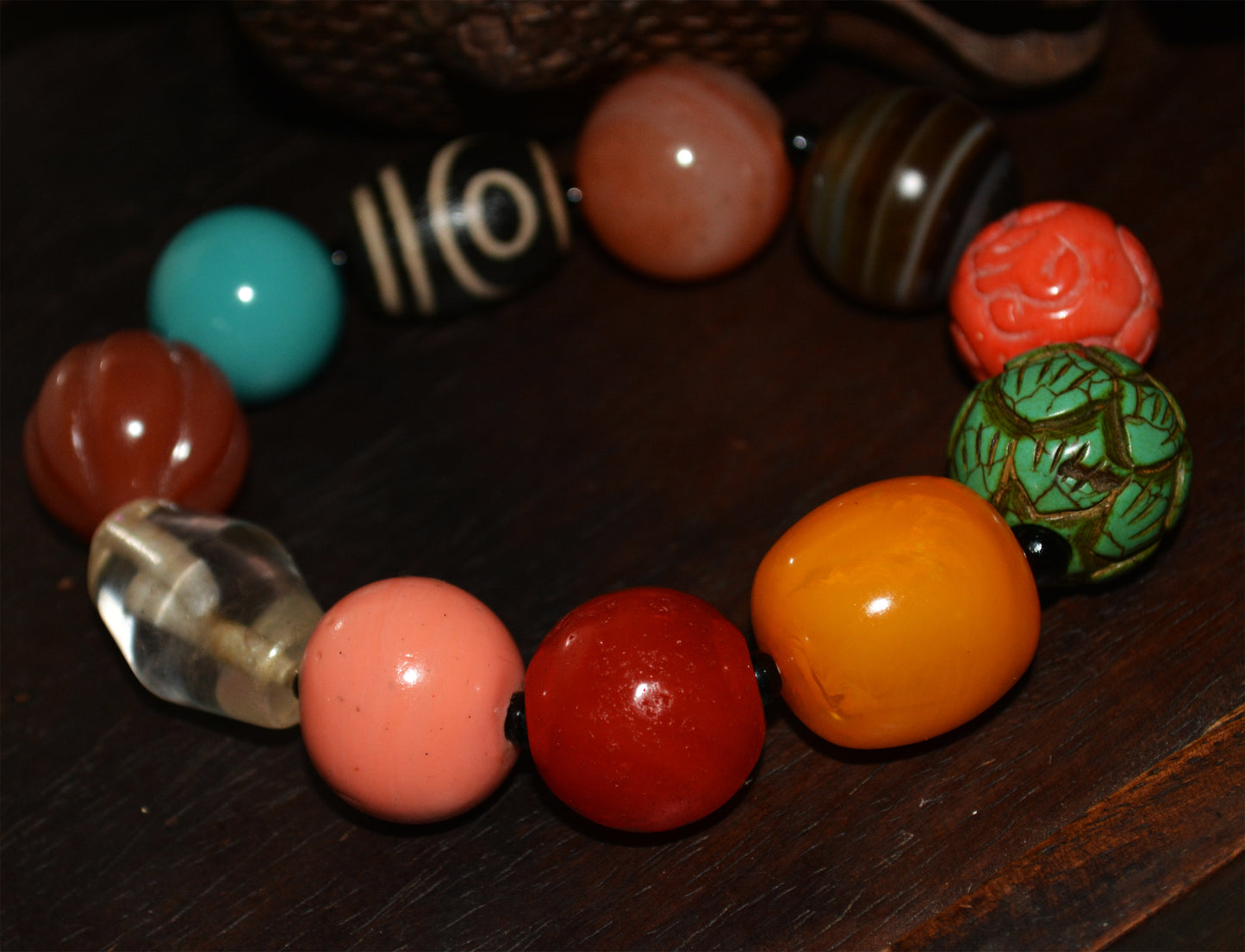 Real Tibetan Old Antique Red Coral Bracelet Turquoise Amber Mala Prayer Beads Crystal Pema Raka Nanhong Agate Two Eyes Dzi Bead