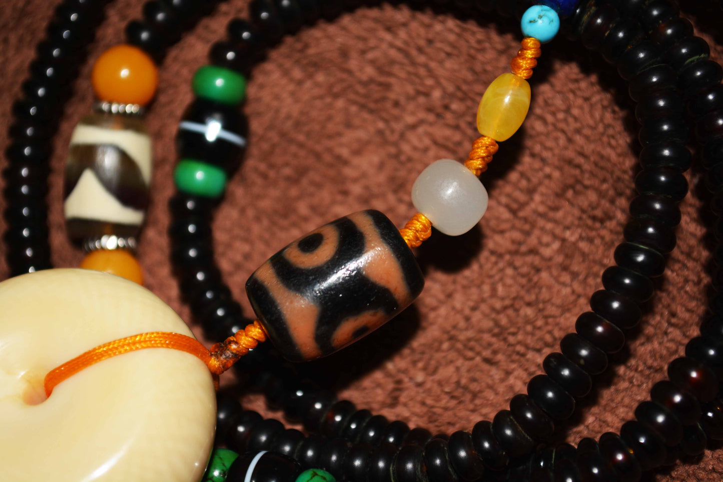 Real Tibetan Old Ancient Three Eyes Dzi Bead Amulet Tiger Tooth Pendant Himalaya Banded Medicine Agate Genuine Pure Gzi Talisman Bracelet