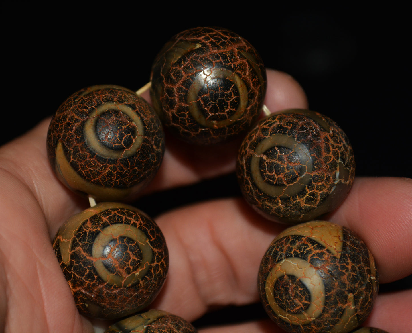 Real Tibetan Old Ancient Three Eyes Dzi Bead Bracelet Talisman Himalayan Amulet Agate Stone Pure 3 Eyed Gzi Mala