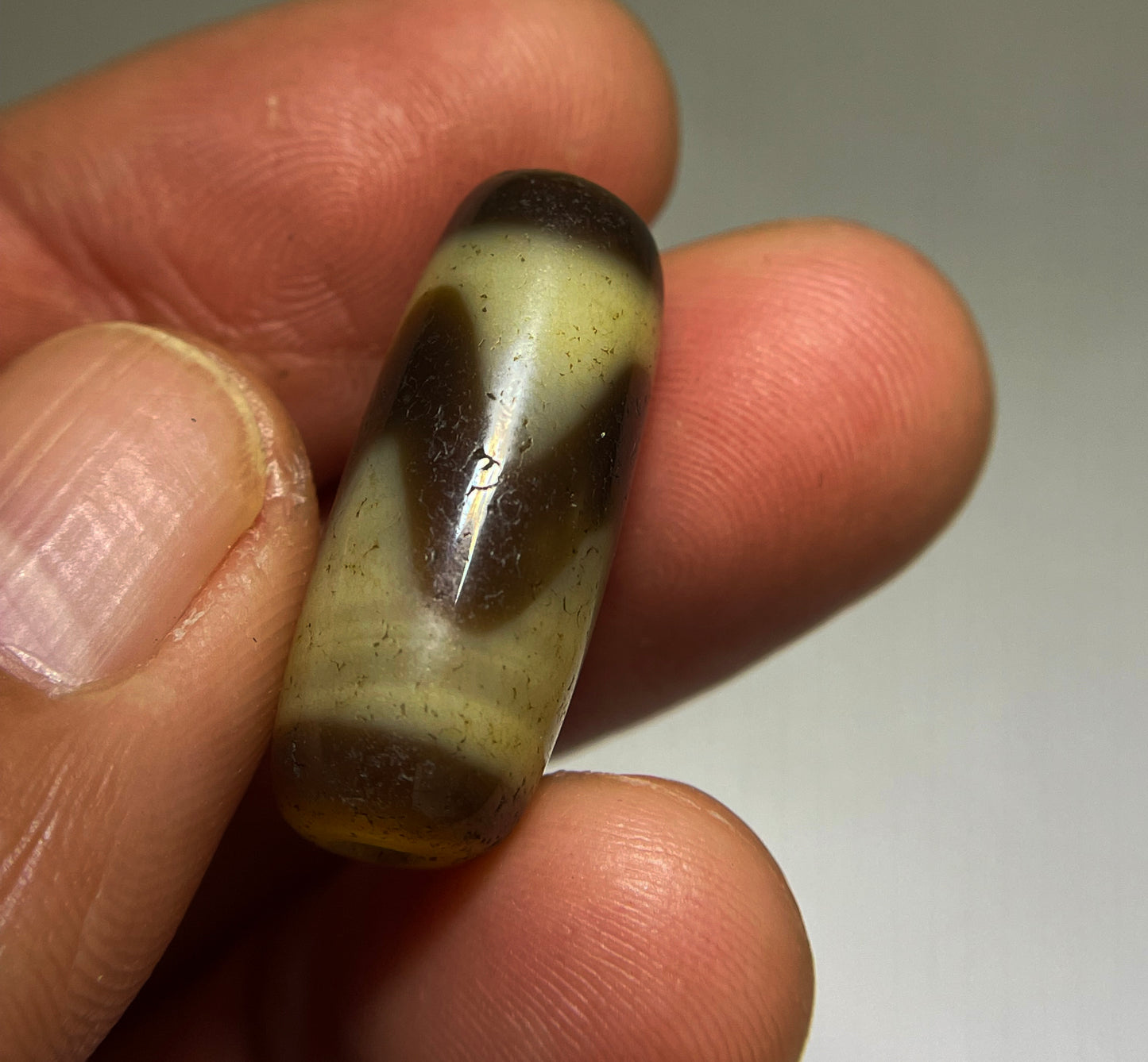 Real Tibetan Old Ancient Tiger Tooth Dzi Bead Pendant Himalaya Water Wave Pure Zigzag Gzi Talisman Bracelet