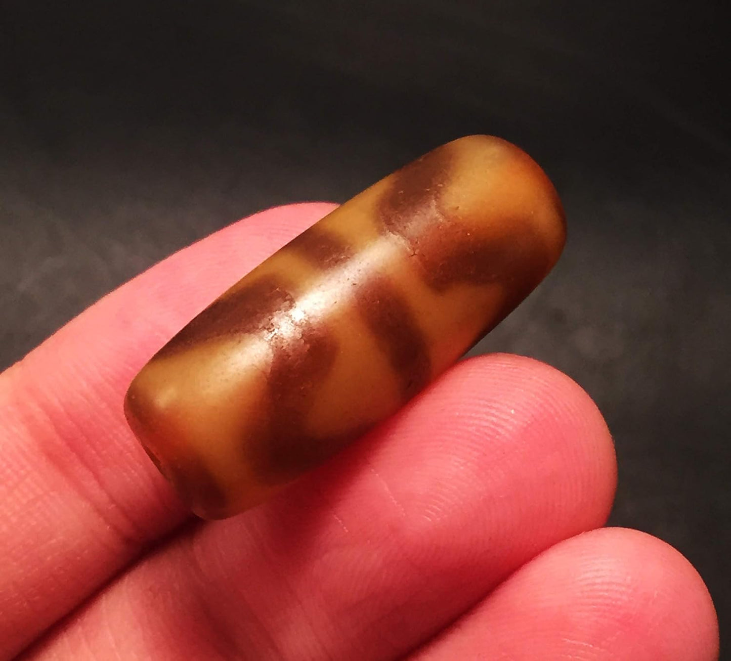 Real Tibetan Old Ancient Water Wave Dzi Bead Amulet Himalayan Zigzag Tiger Tooth Agate Pure Gzi Pendant