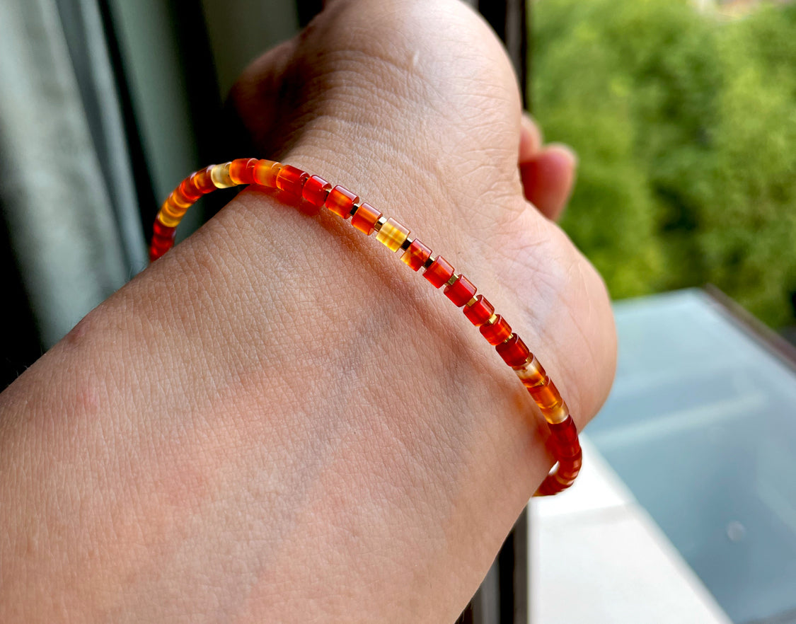 Tibetan Old Antiqe Sardonyx Beads Red Agate Bracelet Necklace Real Carnelian Himalaya Mala Prayer Mini Small Size
