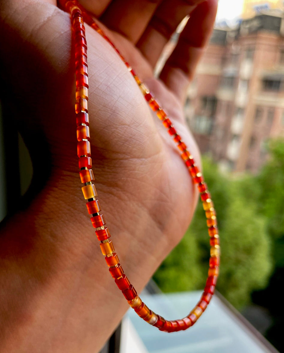 Tibetan Old Antiqe Sardonyx Beads Red Agate Bracelet Necklace Real Carnelian Himalaya Mala Prayer Mini Small Size