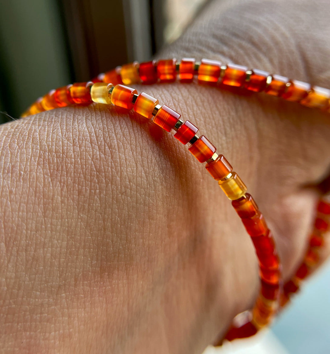 Tibetan Old Antiqe Sardonyx Beads Red Agate Bracelet Necklace Real Carnelian Himalaya Mala Prayer Mini Small Size