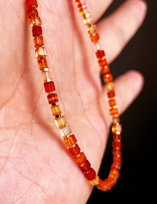 Tibetan Old Antiqe Square Red Agate Necklace Sardonyx Bracelet Beads Himalaya Mala Prayer