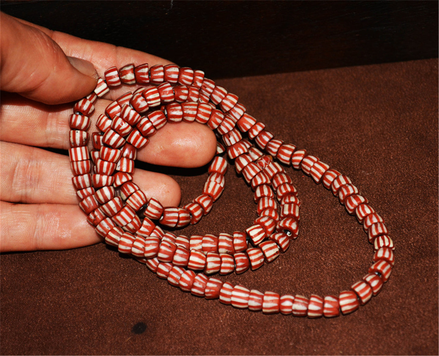 Real Tibetan Old Antique Glass Beads African Trade Chevron Necklace Bracelet Venetian Vintage Himalaya Strands Mala Rosary