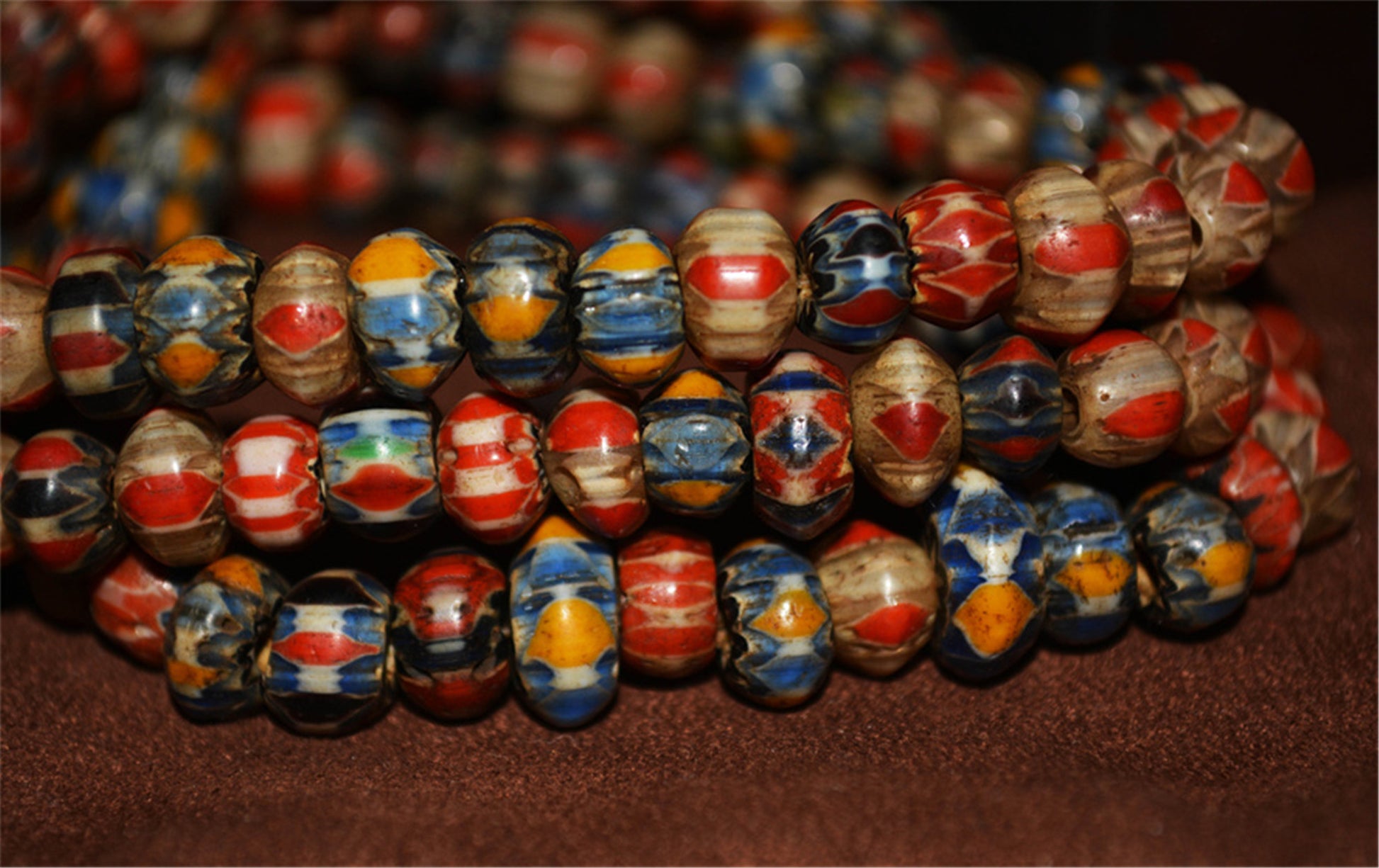 Real Tibetan Old Antique African Trade Glass Beads Chevron Necklace Bracelet Venetian Vintage Himalaya Strands Mala Rosary