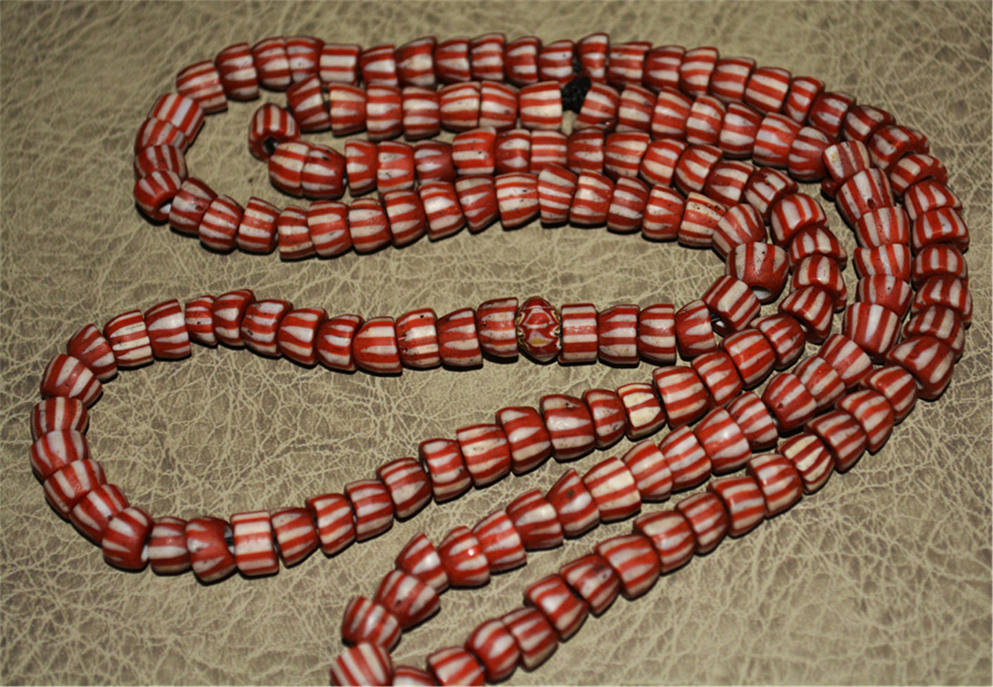 Real Tibetan Old Antique Glass Beads African Trade Chevron Necklace Bracelet Venetian Vintage Himalaya Strands Mala Rosary