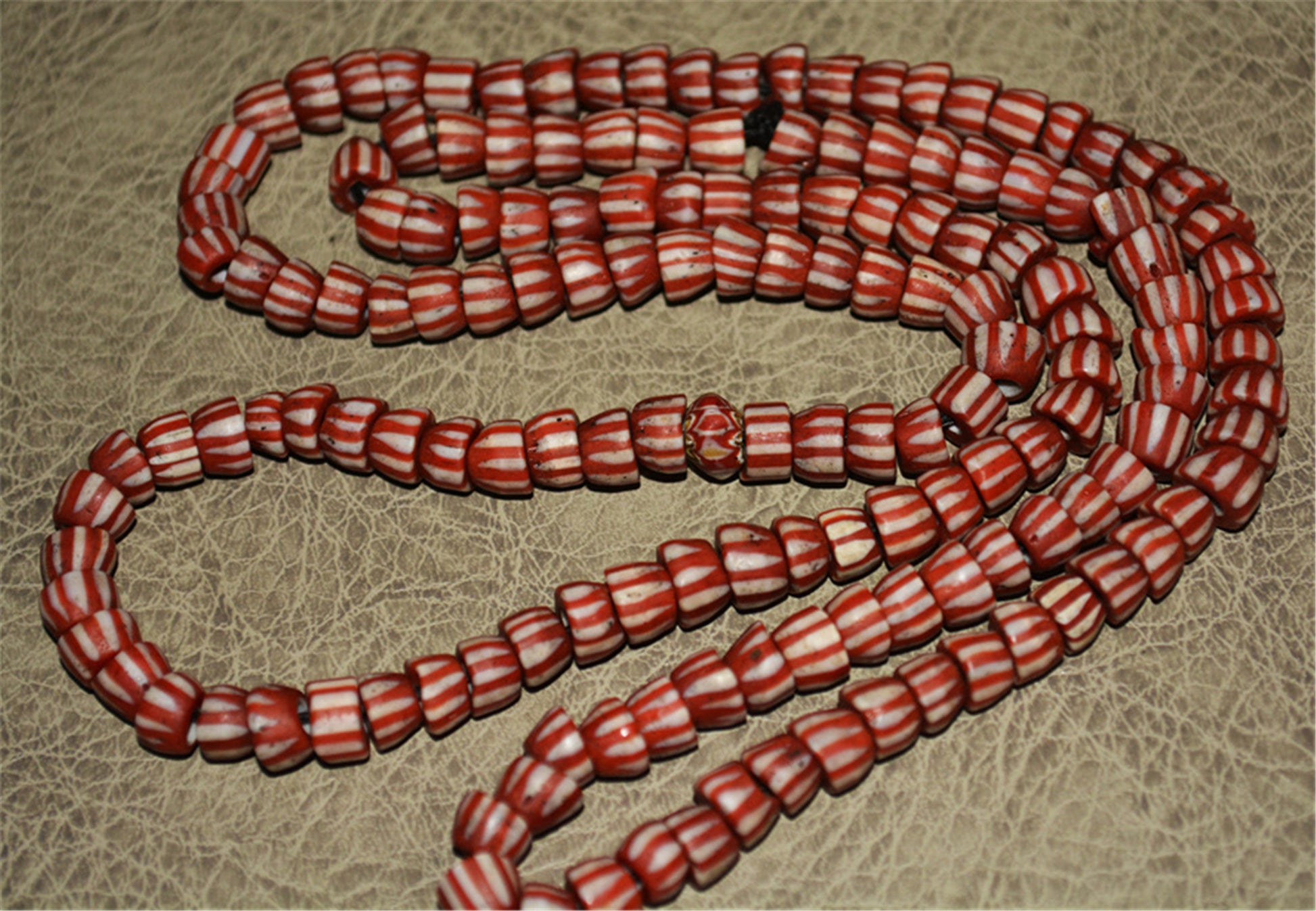 Real Tibetan Old Antique Glass Beads African Trade Chevron Necklace Bracelet Venetian Vintage Himalaya Strands Mala Rosary