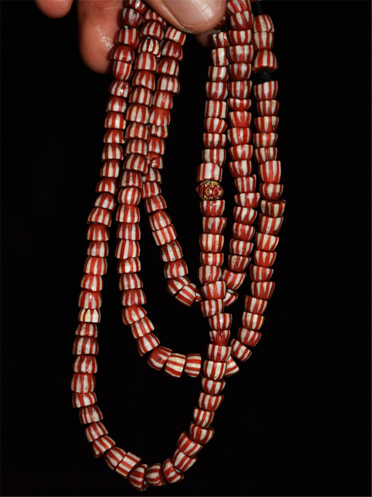 Real Tibetan Old Antique Glass Beads African Trade Chevron Necklace Bracelet Venetian Vintage Himalaya Strands Mala Rosary