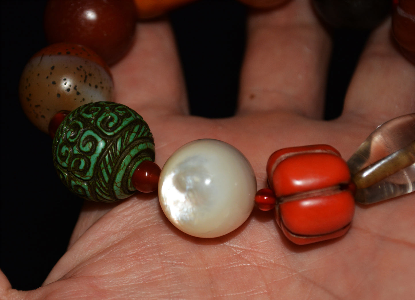 Real Tibetan Old Antique Amber Bracelet Crystal Turquoise Red Coral Pema Raka Nanhong Agate Three Eyes Dzi Bead Mala Prayer Beads