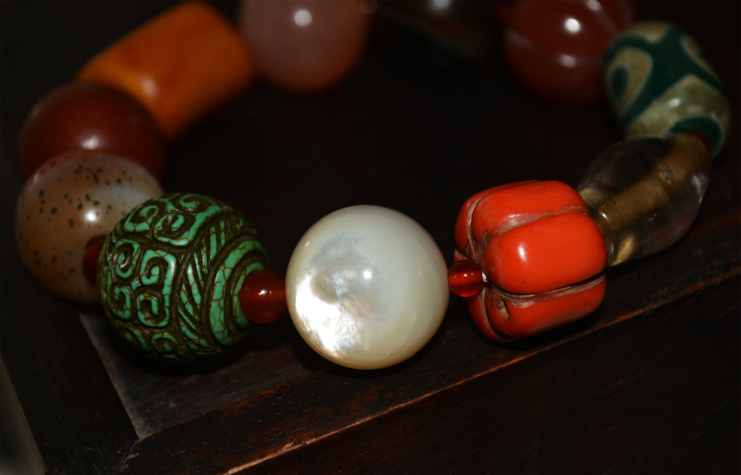 Real Tibetan Old Antique Amber Bracelet Crystal Turquoise Red Coral Pema Raka Nanhong Agate Three Eyes Dzi Bead Mala Prayer Beads