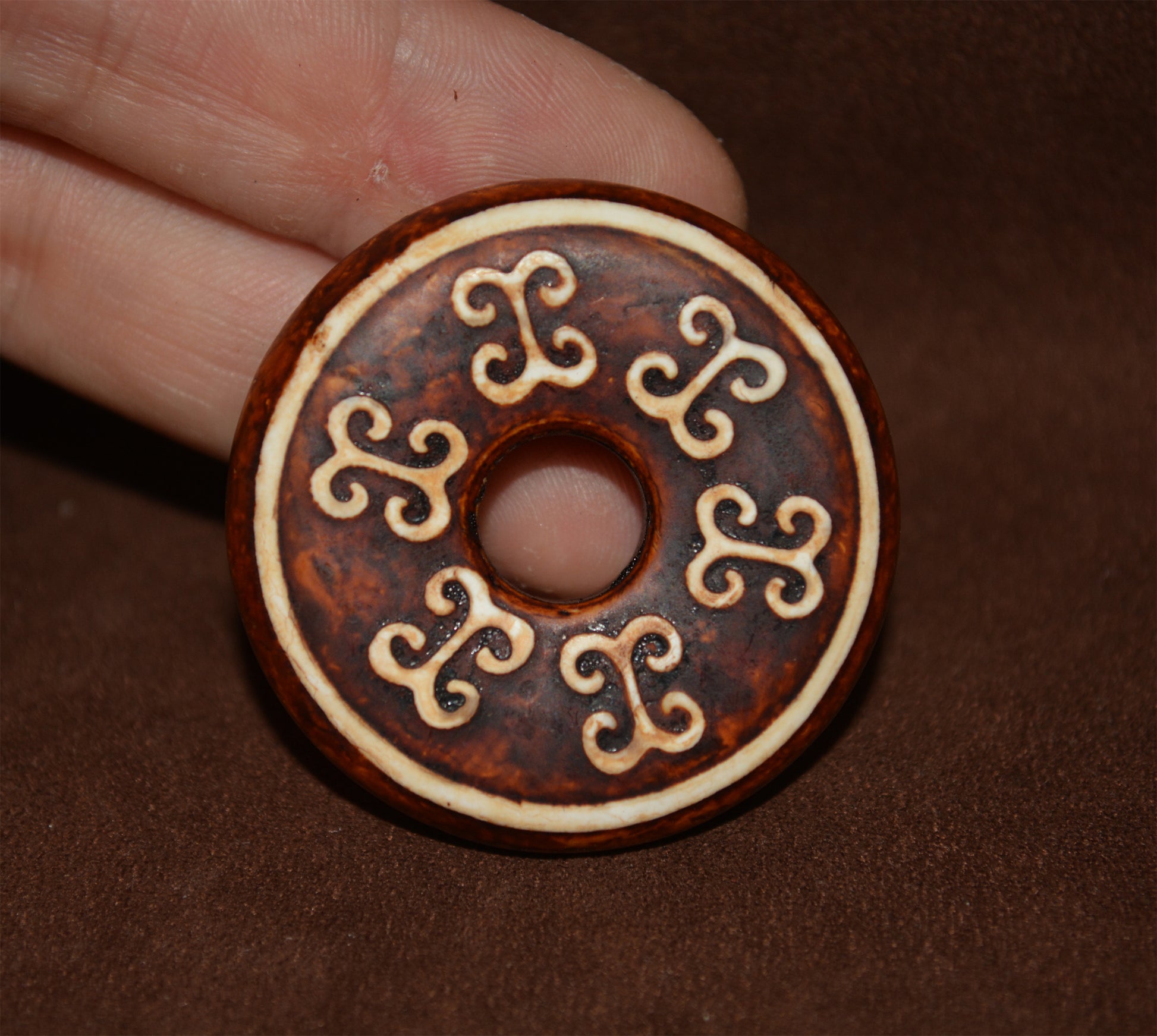 Real Tibetan Old Antique Floral Dzi Bead Pendant Amulet Himalaya Genuine Agate Talisman