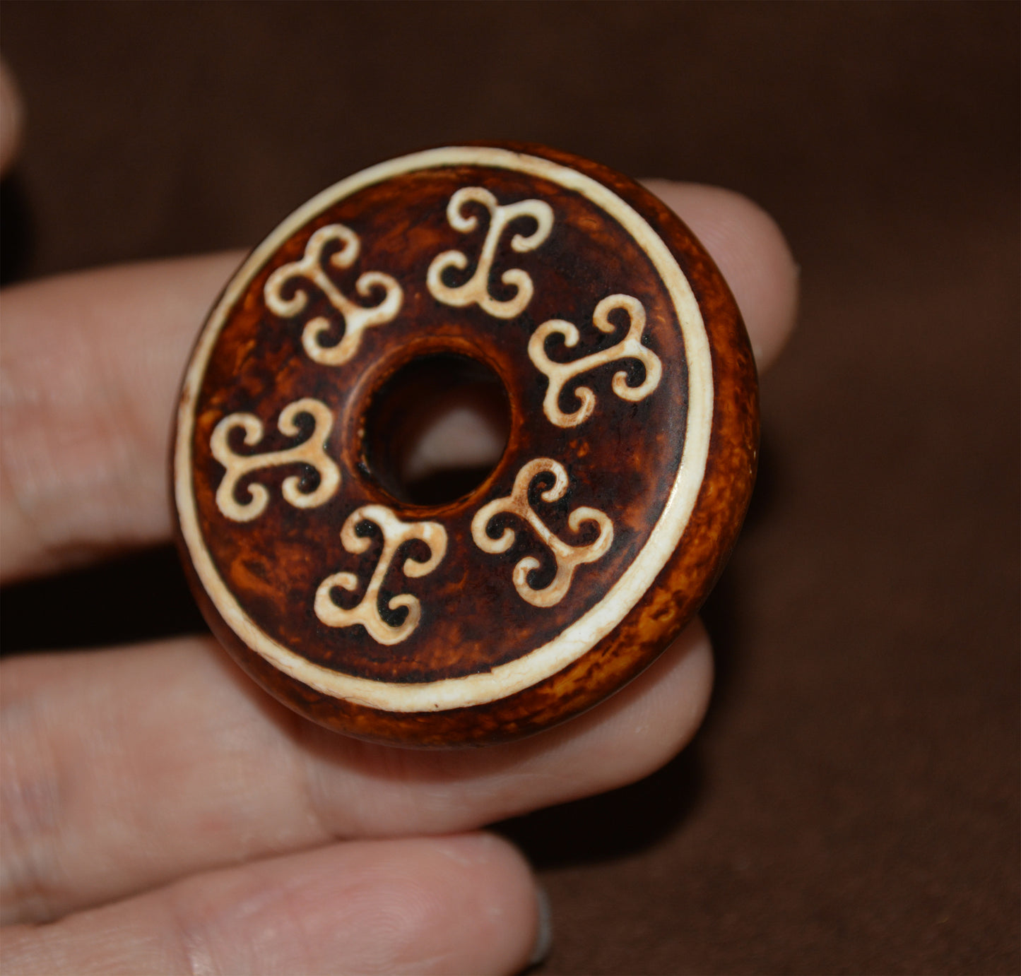 Real Tibetan Old Antique Floral Dzi Bead Pendant Amulet Himalaya Genuine Agate Talisman