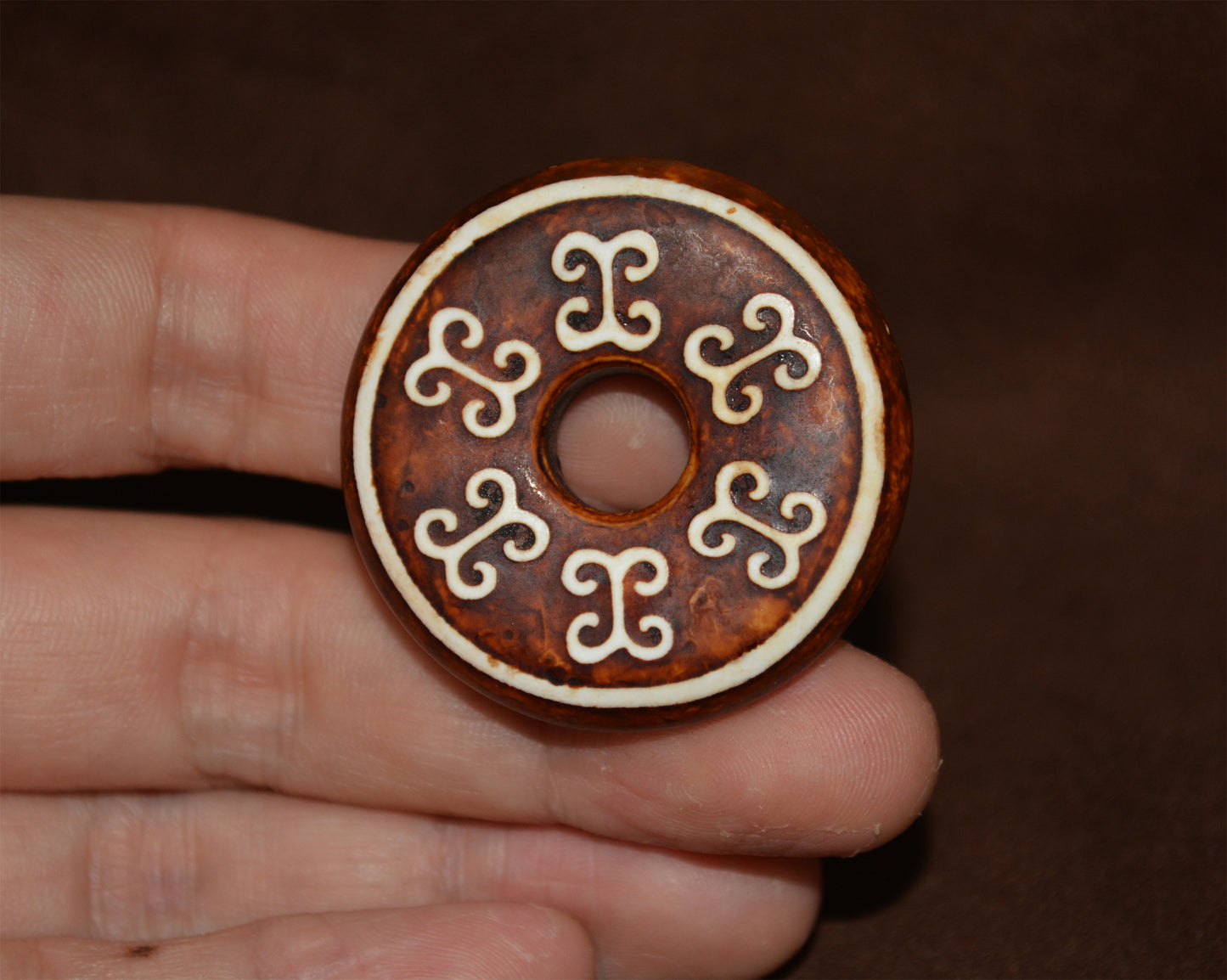 Real Tibetan Old Antique Floral Dzi Bead Pendant Amulet Himalaya Genuine Agate Talisman