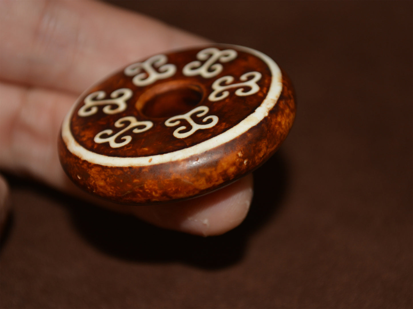 Real Tibetan Old Antique Floral Dzi Bead Pendant Amulet Himalaya Genuine Agate Talisman