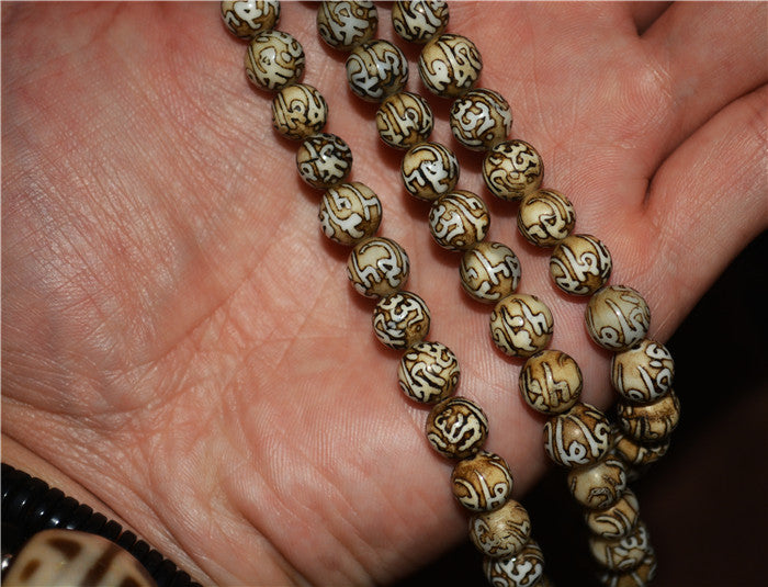 Real Tibetan Old Antique Conch Shell Mala Prayer Beads Giant Clam Bracelet Amulet Himalayan Rosary Necklace 108 Buddhist Scriptures sutra