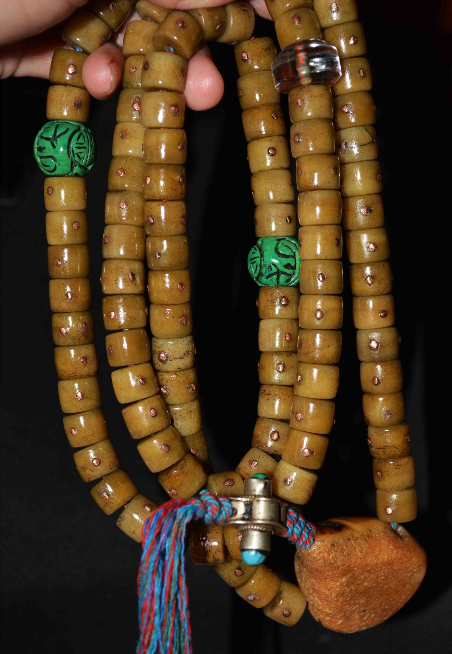 Real Tibetan Old Antique Kapala Bone Mala Prayer Beads 108 Rosary Himalayan Bracelet Genuine Buddhism Worry Amulet