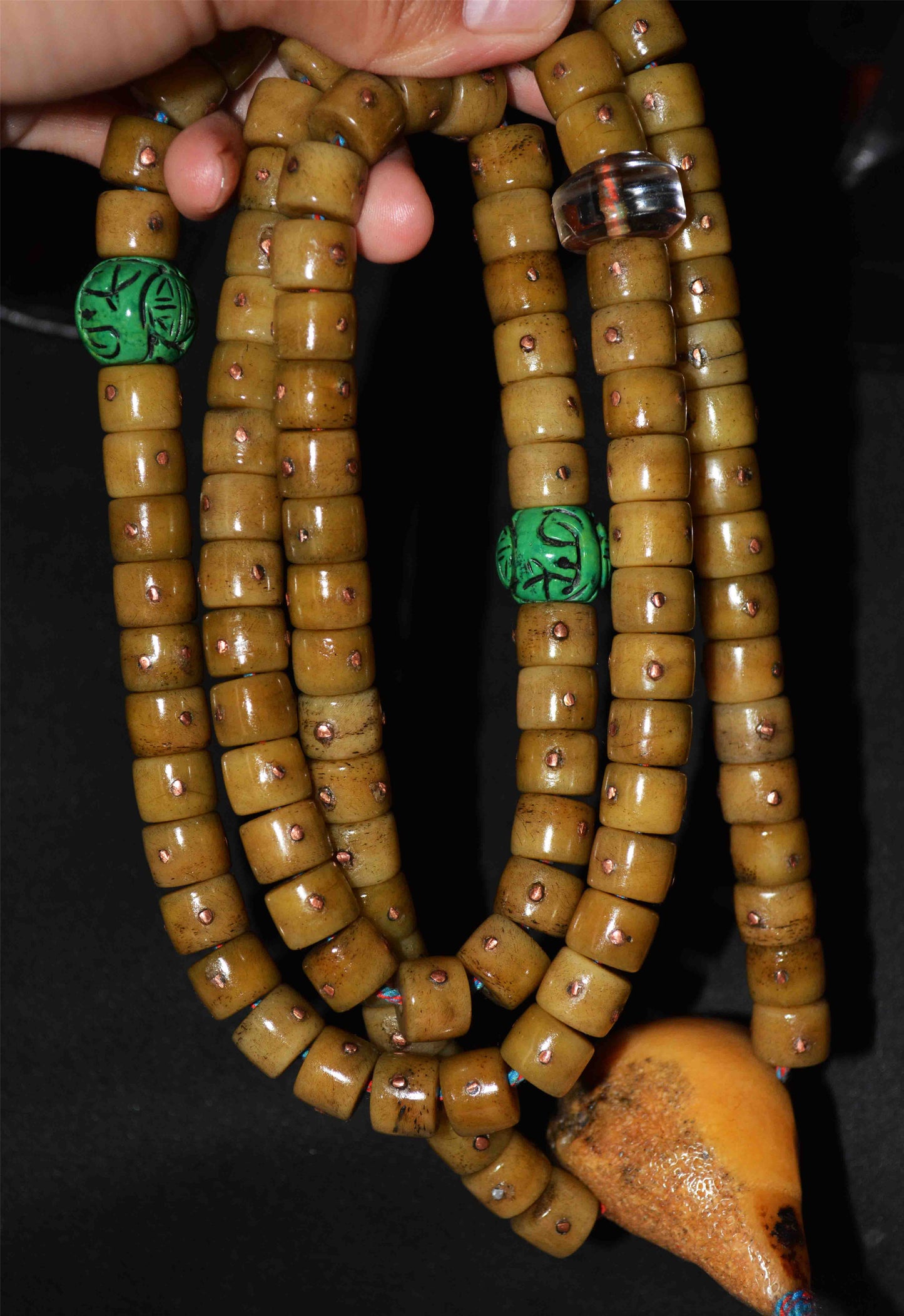 Real Tibetan Old Antique Kapala Bone Mala Prayer Beads 108 Rosary Himalayan Bracelet Genuine Buddhism Worry Amulet