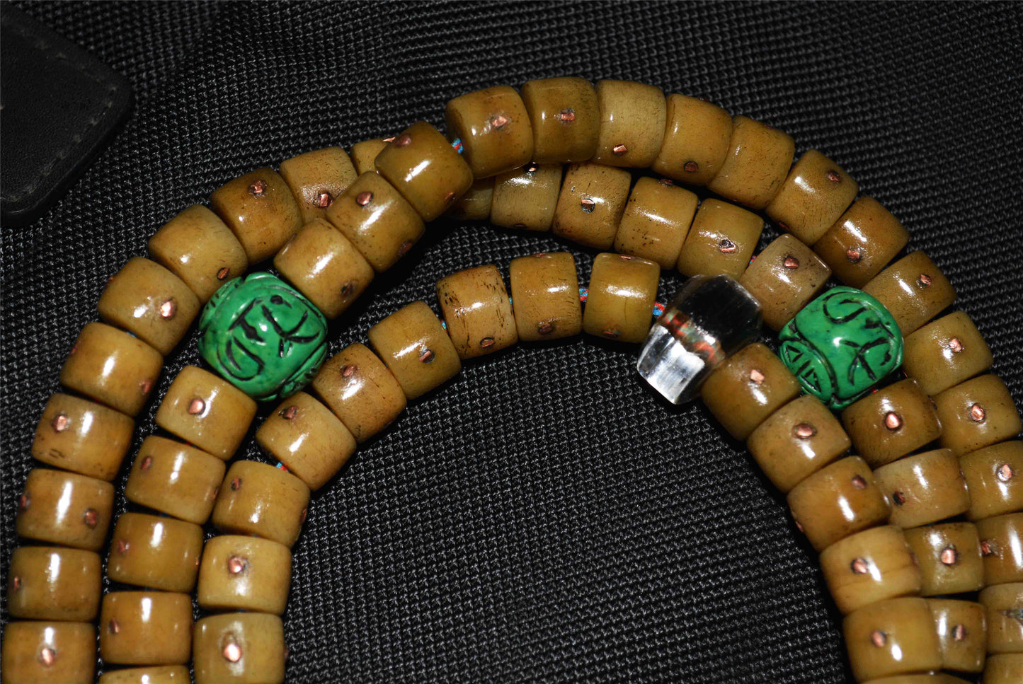 Real Tibetan Old Antique Kapala Bone Mala Prayer Beads 108 Rosary Himalayan Bracelet Genuine Buddhism Worry Amulet