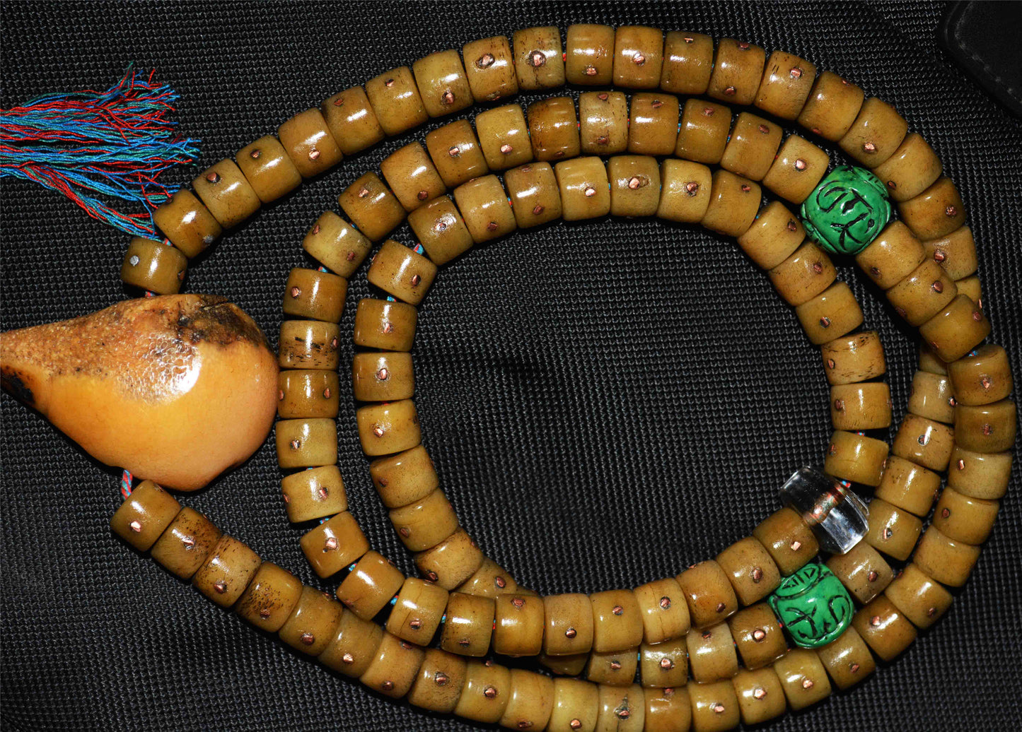 Real Tibetan Old Antique Kapala Bone Mala Prayer Beads 108 Rosary Himalayan Bracelet Genuine Buddhism Worry Amulet