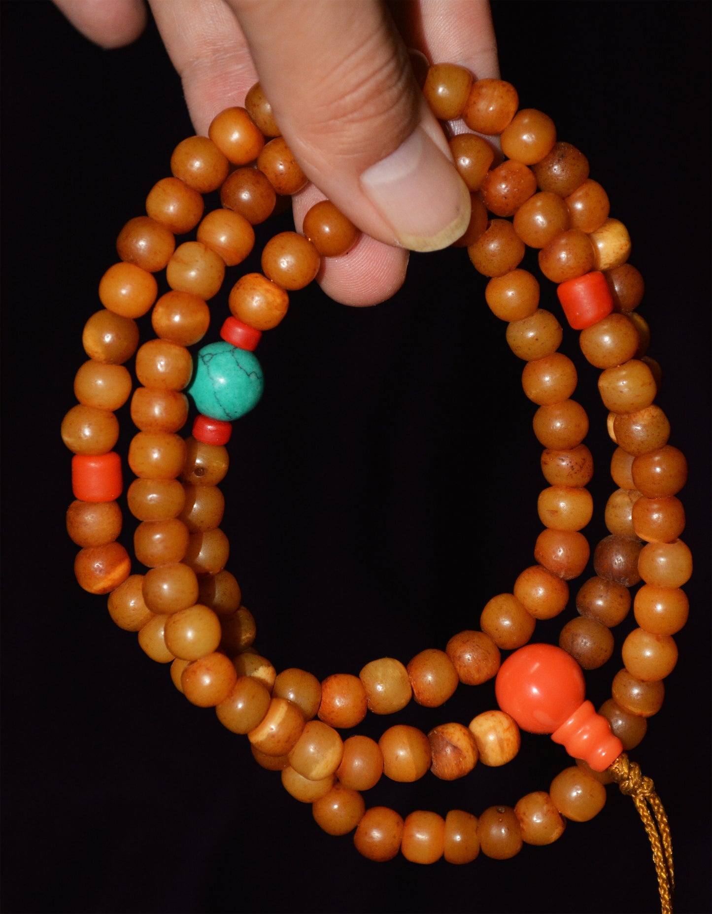 Real Tibetan Old Antique Kapala Bone Bracelet Mala Prayer Beads Amulet Himalaya Genuine Rosary Necklace Talisman 108