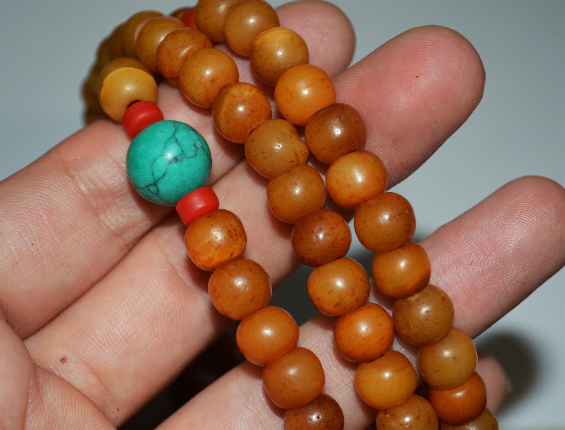 Real Tibetan Old Antique Kapala Bone Bracelet Mala Prayer Beads Amulet Himalaya Genuine Rosary Necklace Talisman 108